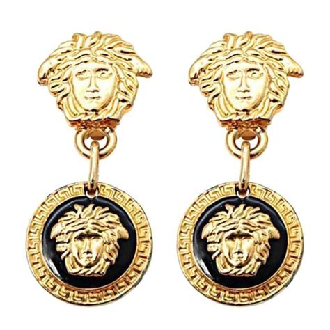 versace black medusa earrings|medusa head earrings price.